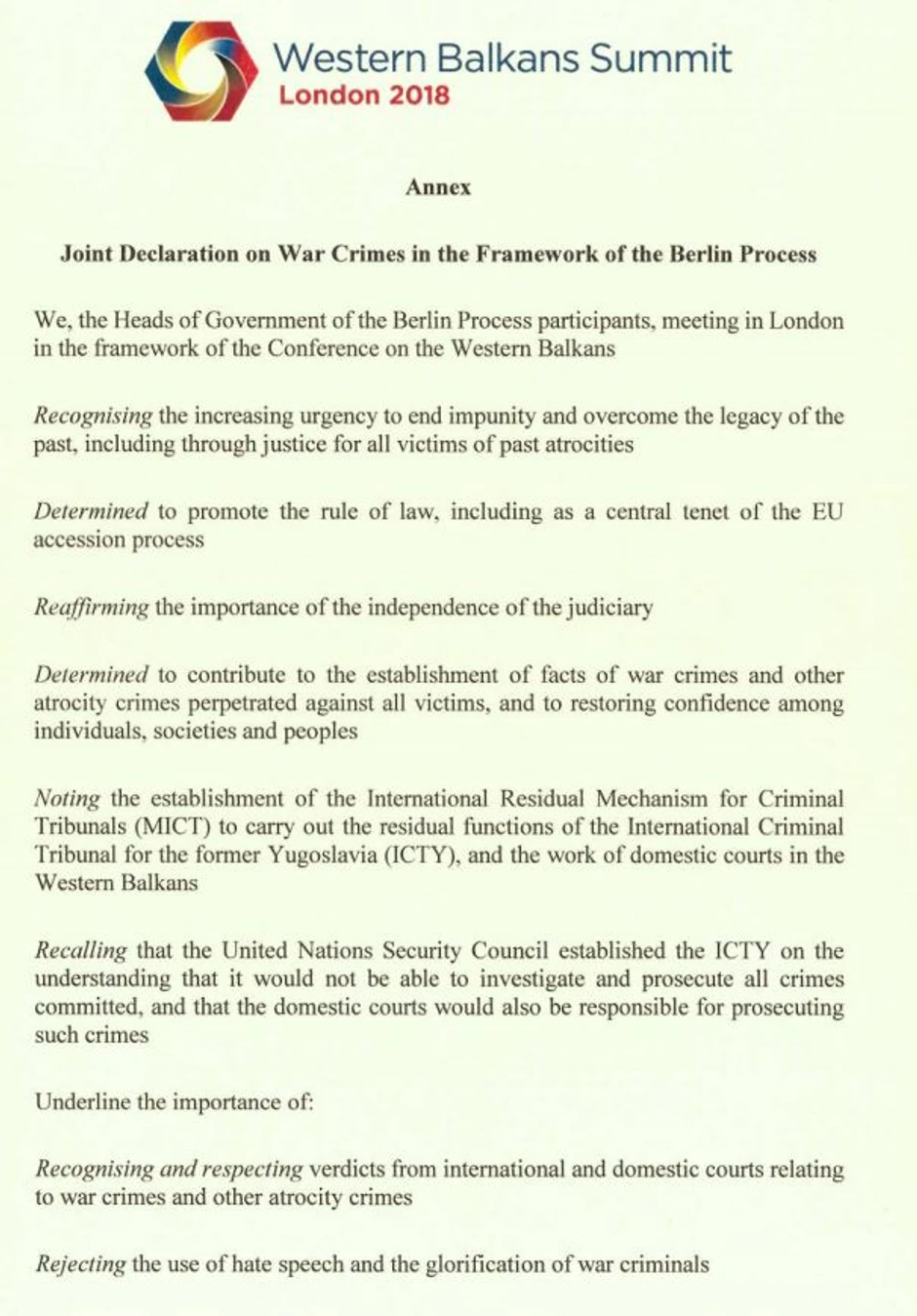 deklaracija o ratnim zločinima London