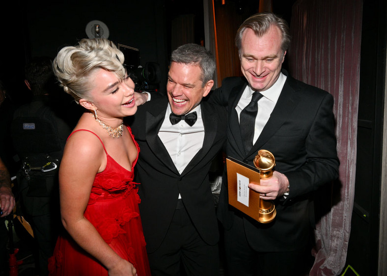 Christopher Nolan obok Matta Damona i Florence Pugh
