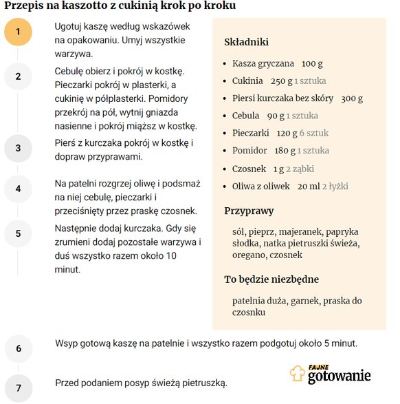 Przepis na kaszotto z cukinią