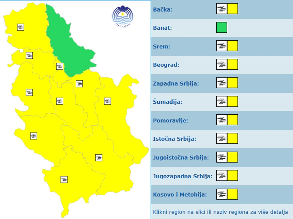 Meteoalarm za nedelju