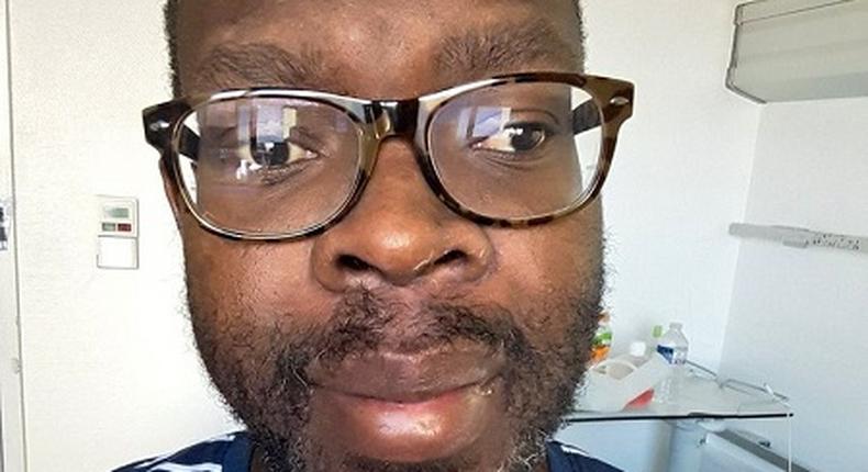 Photo shared by Kibra MP Ken Okoth after undergoing treatment for Colorectal Cancer (Twitter)