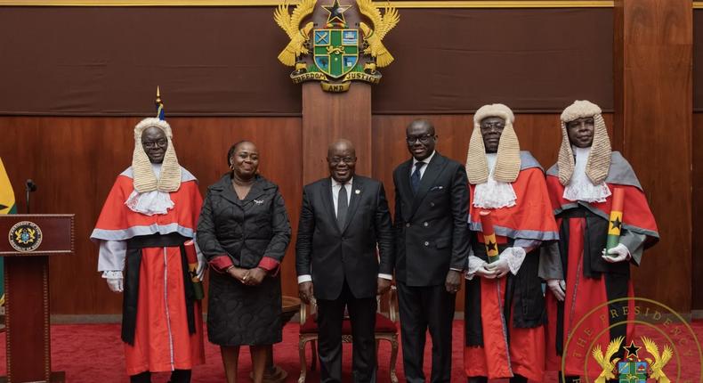 3 new Supreme Court justices are sworn in by Nana Addo, who also demands superior judicial standards.
