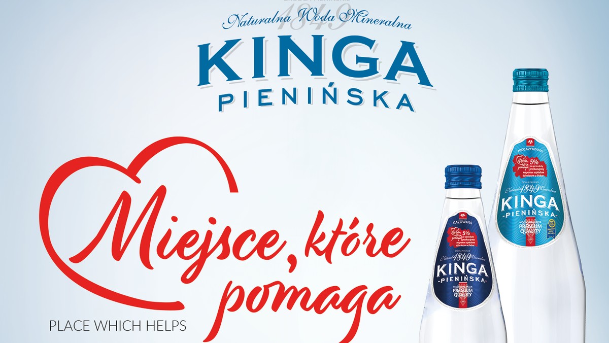 Marka naturalnej wody mineralnej Kinga Pienińska rozszerzyła kampanię charytatywną "Woda, która pomaga". Firma przygotowała specjalną linię produktów przeznaczoną dla hotelarzy i restauratorów. Szklane butelki z logo akcji są dostępne w wybranych punktach gastronomicznych. Hotele, restauracje i kawiarnie, które przyłączą się do programu Kingi Pienińskiej uzyskają status "Miejsca, które pomaga". 5 proc. ze sprzedaży oznaczonych wód jest przekazywane na wsparcie szpitali dziecięcych w Polsce.