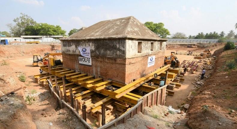 The historic armoury of Tipu Sultan being moved by workers at Srirangapatna near Mysore, in the southern Indian state of Karnataka, on March 9, 2017