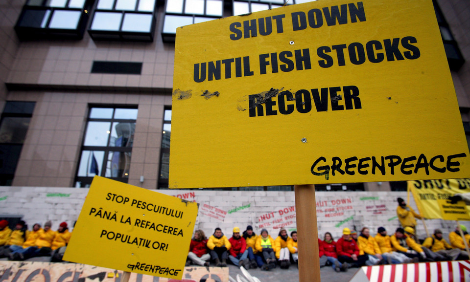 BRUKSELA UE RYBOŁÓWSTWO PROTEST GREENPEACE