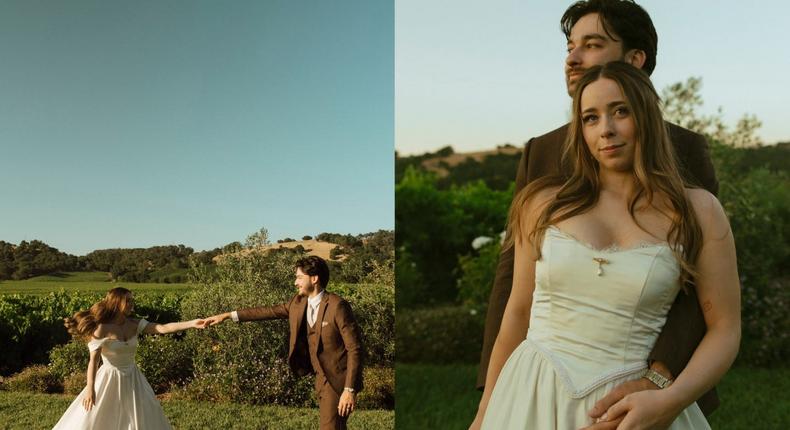 Adrian Bradley wore a vintage wedding dress she bought at a thrift store.FotoGems