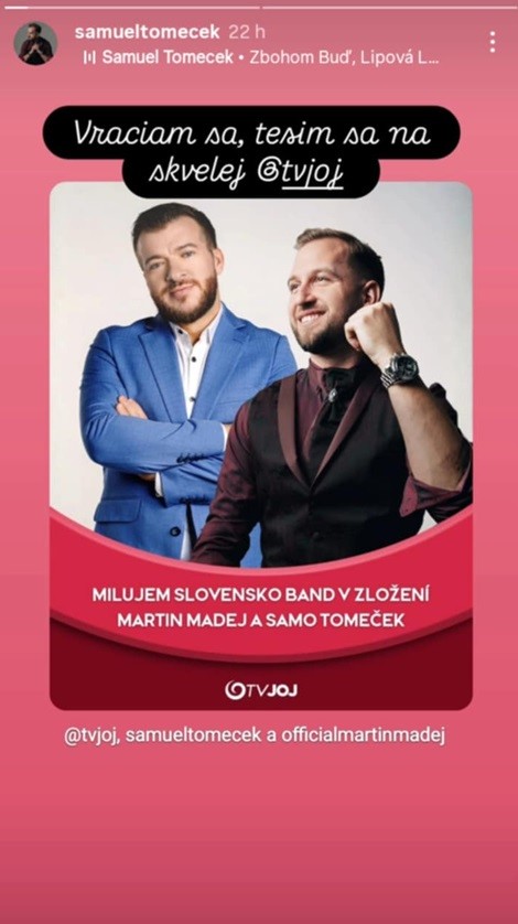 Samuel Tomeček sa teší z účinkovania v relácii Milujem Slovensko.