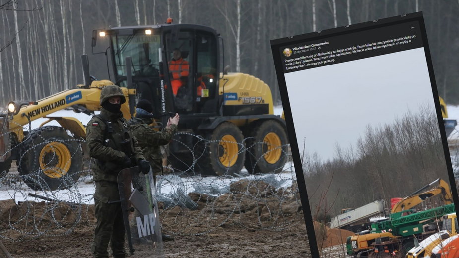  Budowa zapory na granicy z Białorusią w okolicach miejscowości Tołcze