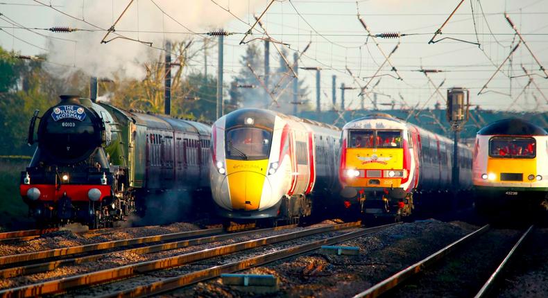 Four generations of British trains in Yorkshire.