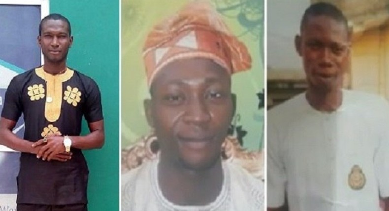 Chinedu Paul [left] and the two mechanics lynched with him