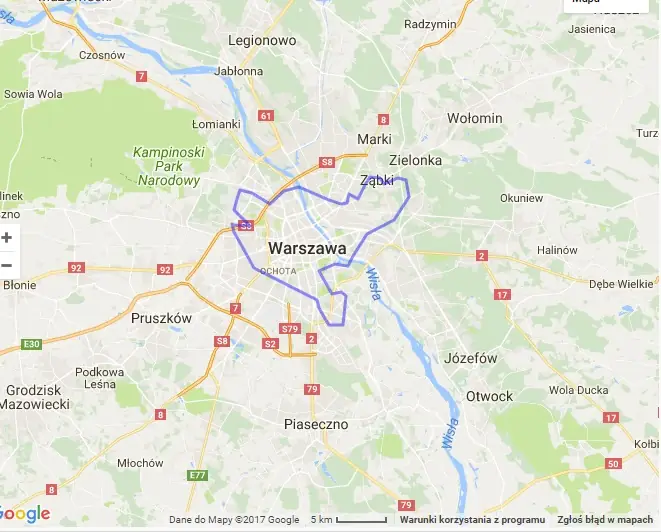 Jezioro Śniardwy (największe w Polsce) na tle Warszawy