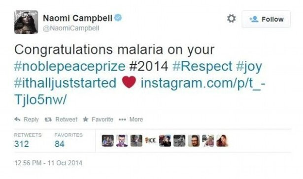printscreen profilu Naomi Campbell / Twitter