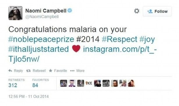 printscreen profilu Naomi Campbell / Twitter