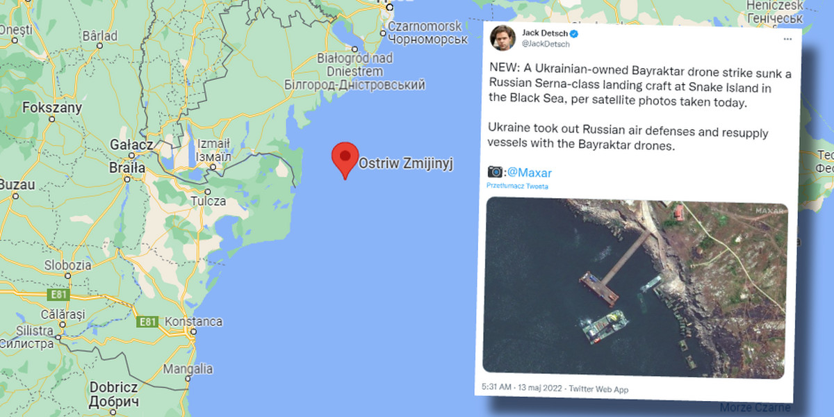 Do ataku na rosyjski statek miało dojść w pobliżu Wyspy Węży