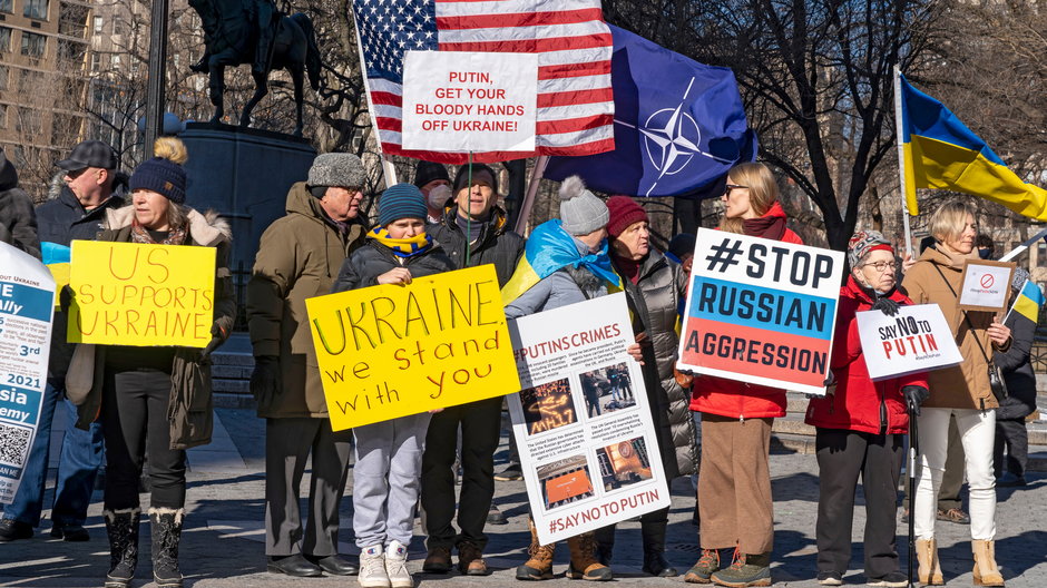 Manifestacja wsparcia dla Ukrainy w USA