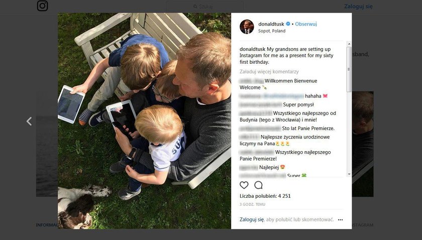 Donald Tusk w 61. urodziny założył konto na Instagramie. Pomogły mu wnuki