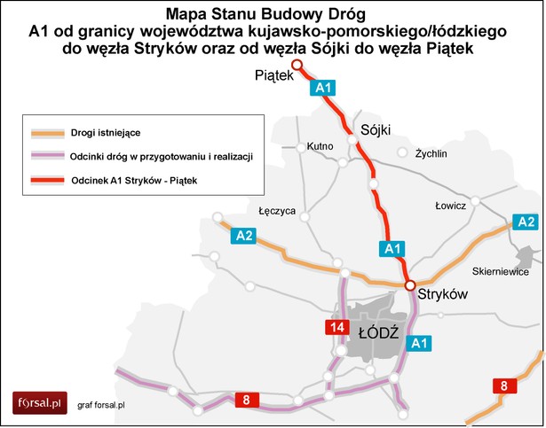 Dokończenie Autostrady A1 odcinek Stryków, Sójki, Piątek