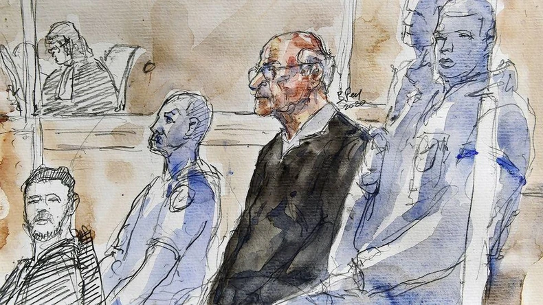 Skica sa prvog suđenja, održanog 2020. godine | Foto: AFP