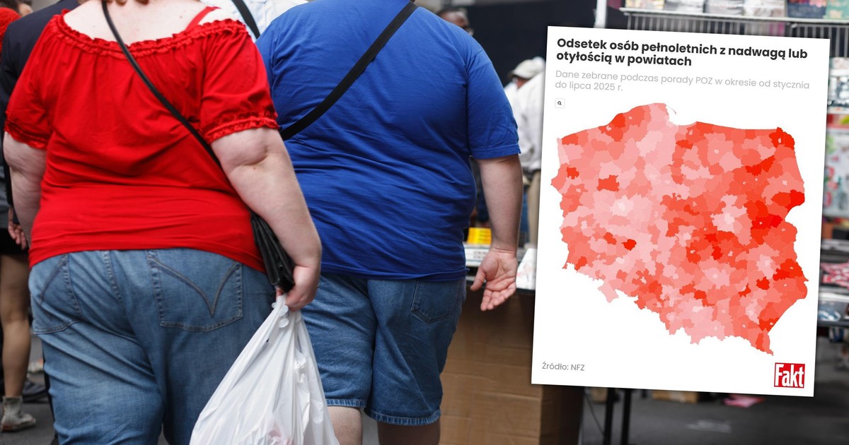 Mapa otyłości Polaków. Jeden powiat niechlubnym rekordzistą. Te dane są zatrważające