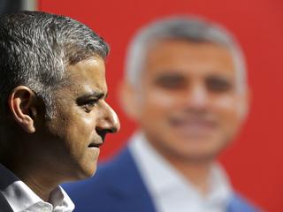 Sadiq Khan, Britain's Labour Party candidate for Mayor of London, speaks to the media at Canary Whar