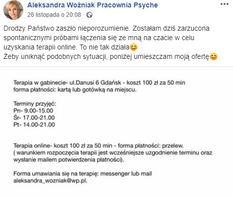 Aleksandra Woźniak na Facebooku