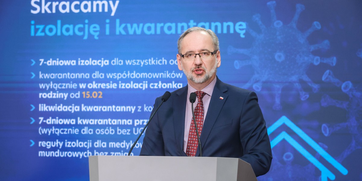 Minister zdrowia Adam Niedzielski ogłosił w środę 9 lutego zmiany w rozporządzeniu dotyczącym kwarantanny i izolacji osób zakażonych.