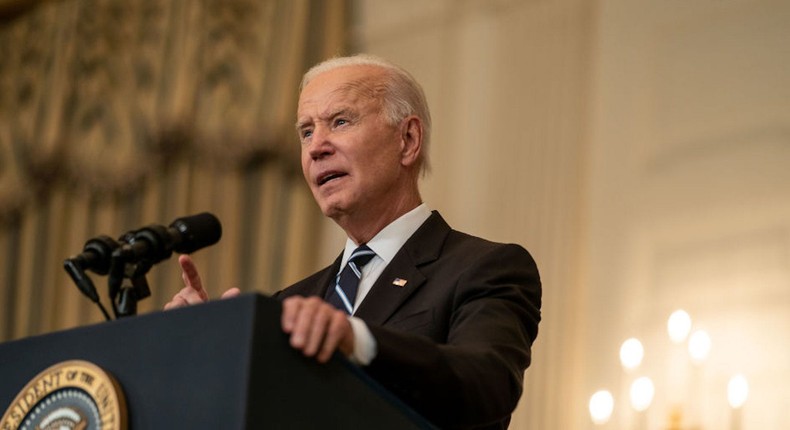 President Joe Biden delivers remarks on his plan to stop the spread of the Delta variant and boost COVID-19 vaccinations, in the State Dining Room of the White House complex on Thursday, Sept. 9, 2021 in Washington, DC.
