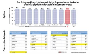 Ranking "włączenia internetowego". Polska w światowej czołówce