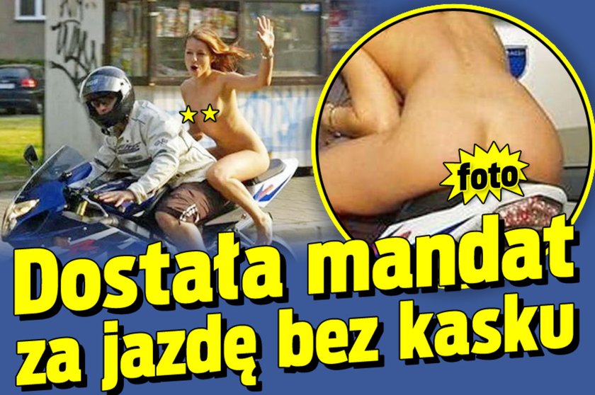 Dostała mandat za jazdę bez kasku