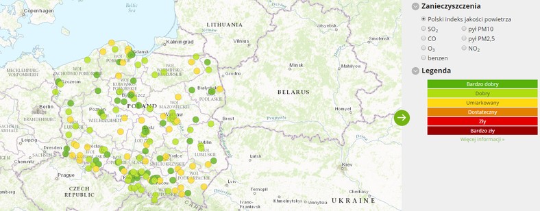 Jakość powietrza w Polsce - 23.02