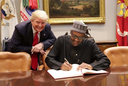 Donald Trump i prezydent Nigerii Muhammadu Buhari