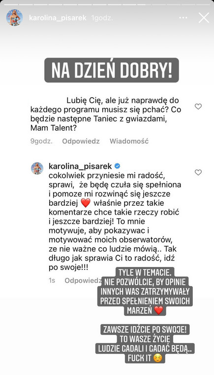 Karolina Pisarek komentuje udział w show Polsatu