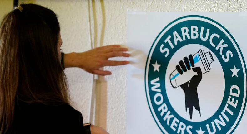 Michelle Eisen, a barista at the Buffalo, NY, Elmwood Starbucks location, the first Starbuck location to unionize.