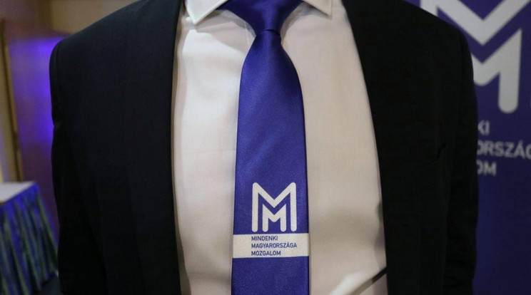 Az egyik visszafogottabb, Herczeg Zoltán által tervezett nyakkendő. Sok ilyen darabot sikerült eladni az MMM tagjainak, szimpatizánsainak 