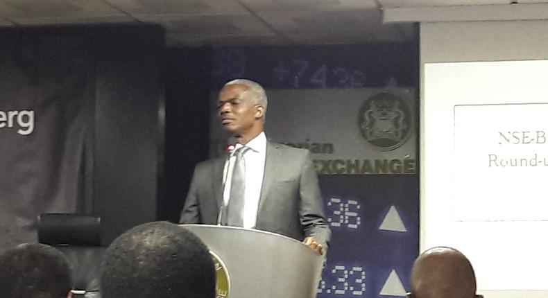 Dr Adedoyin Salami, during the lecture at the NSE-Bloomberg CEO Roundtable