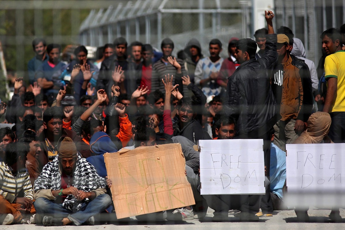 Protest uchodźców na wyspie Lesbos