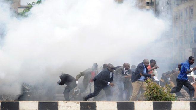 Police use teargas to disperse protestors 