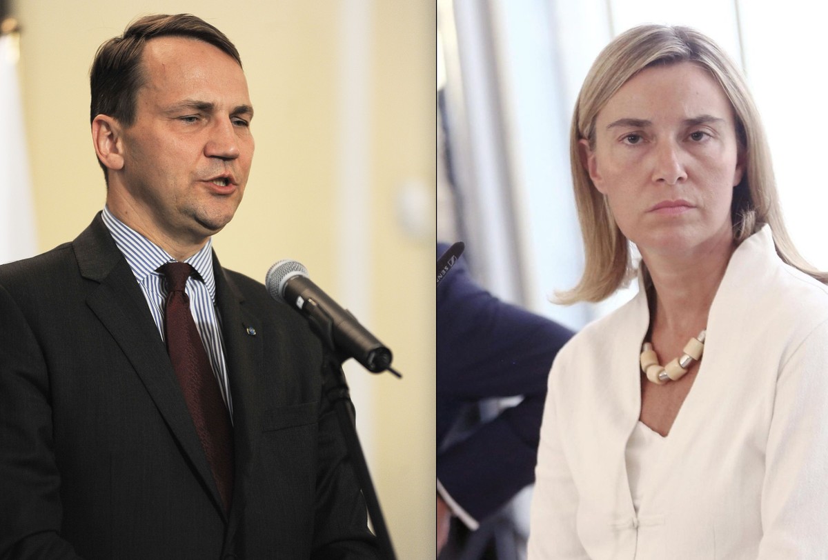 Radosław Sikorski (źródło: Newspix) / Federica Mogherini (źródło: PAP/EPA)
