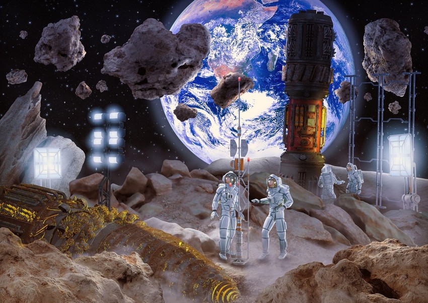Umetnički koncept rudarenja na asteroidu