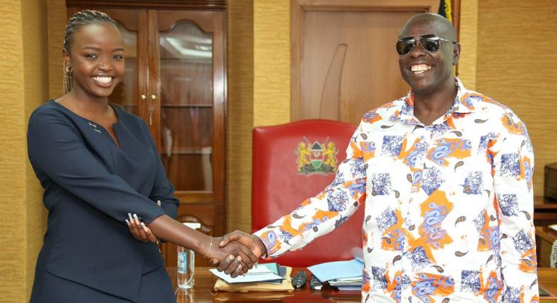 Ivy Chelimo with Deputy President Rigathi Gachagua in his office on Monday, October 17, 2022