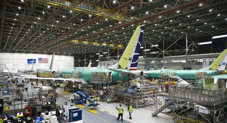 Boeing employees in March 2019 build a 737 MAX in Washington State