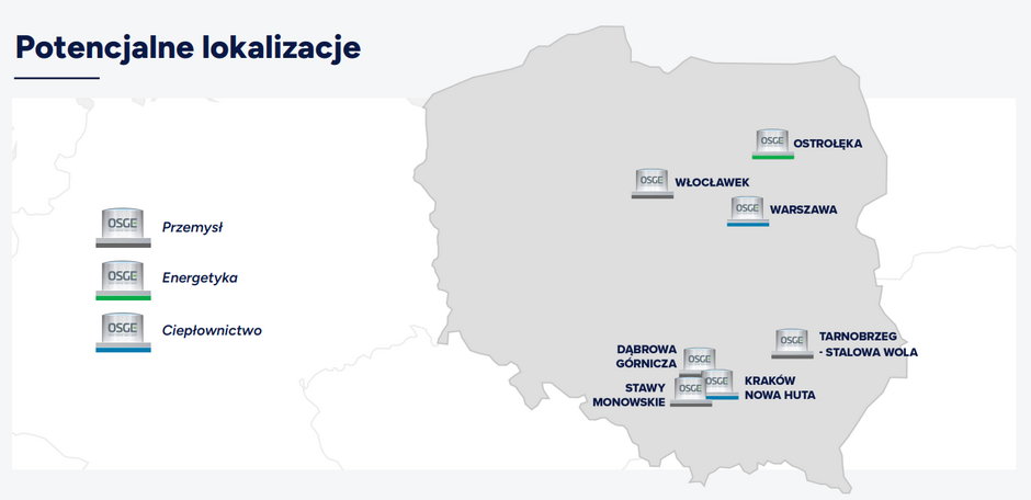 Potencjalne lokalizacje małych elektrowni jądrowych w Polsce