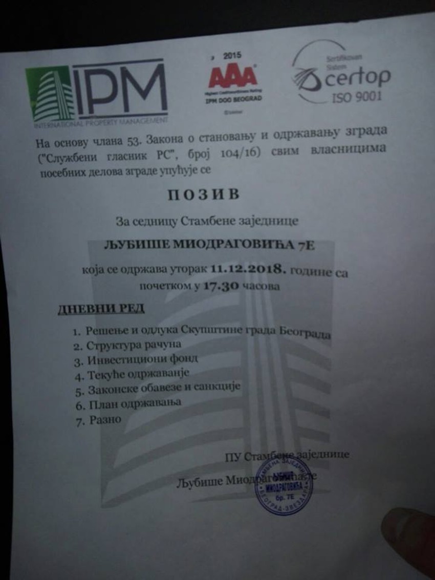 Sastanak je zakazan za sutra u 17.30 sati