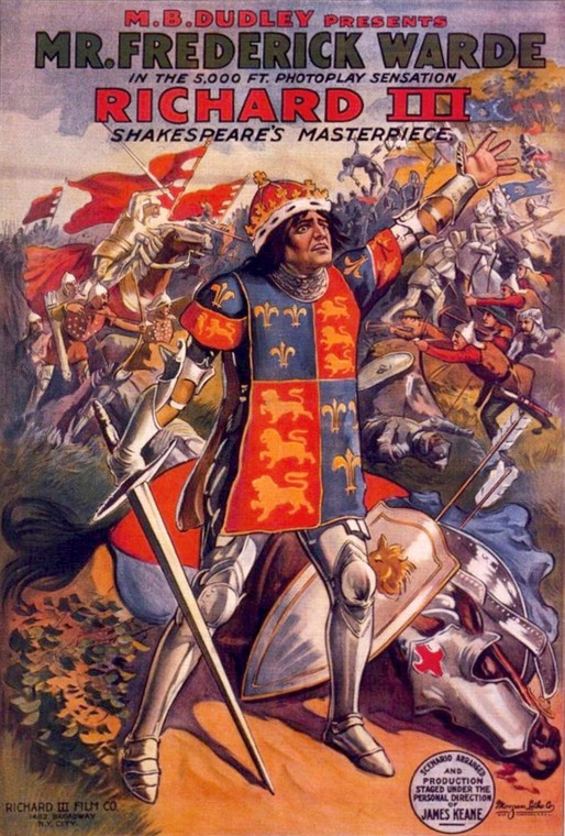 Plakat z 1912 r. reklamujący film "Richard III" z tego samego roku