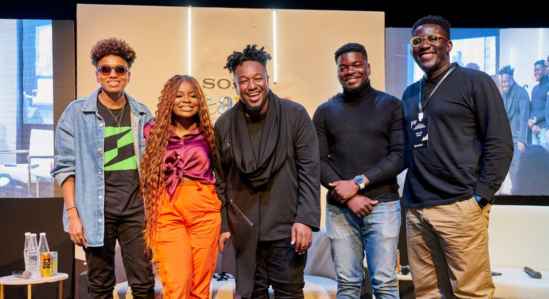 L - R: Adaora Mbelu (a.k.a Lumina), Tobi Ayeni (a.k.a Miss Techy), Daro Umaigba, Fisayo Fosudo, and Salem King