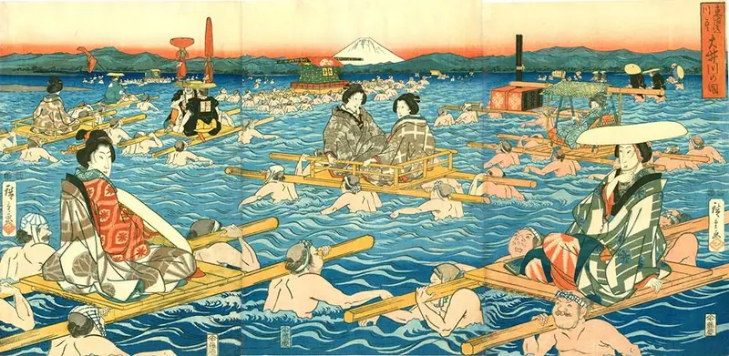 Z cyklu &quot;Pięćdziesiąt trzy stacje na gościńcu Tōkaidō&quot; Utagawa Hiroshige 