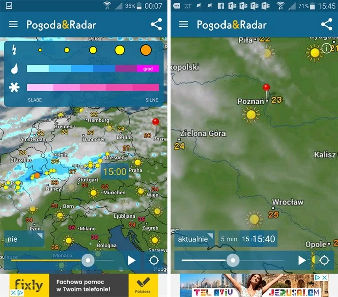 Aplikacja radar pogodowy