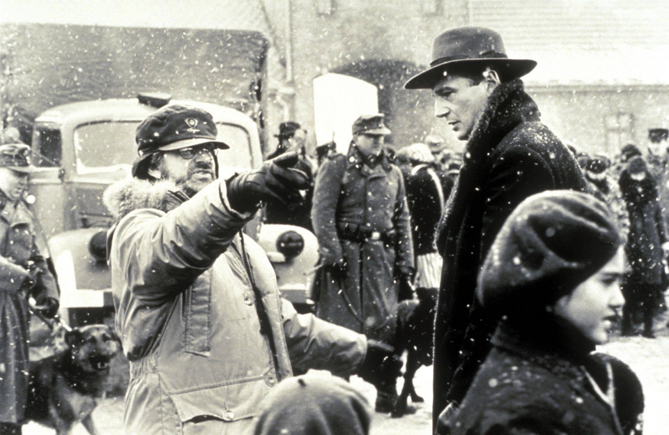 Steven Spielberg i Liam Neeson na planie "Listy Schindlera" w Krakowie