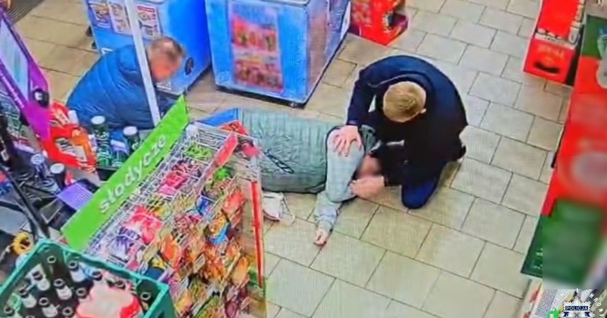 Nagle upadła na ziemię w Żabce. Dramatyczne sceny nagrał monitoring