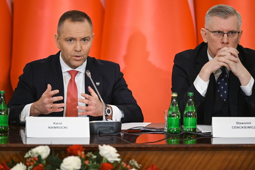 Prezydent Karol Nawrocki i szef BBN Sławomir Cenckiewicz